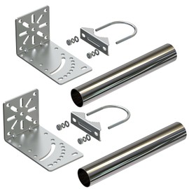 Amazmount 2PCS 1.5" Diameter 12" Length Universal Outdoor Adjustable Antenna Mount Pole Bracket to Wall Weather Station Antenna Mast Mounting Pole Clamp Kit