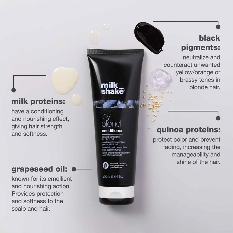 milk_shake Icy Blonde Conditioner 250 ml, Special Anti-Yellow Conditioner for