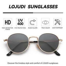 LOJUDI Kids Sunglasses Boys Girls - Polarised Round Metal Frame Cool Sun Glasses UV400 Protection for Childrens age 3-8-Gold/Black
