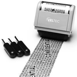 Veltec Identity Protection Anti-Theft Roller Guard Stamp w/ FREE 3 Pack Refills - Gray