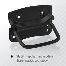 SOTECH Set of 2 Folding Handles (120 x 80 mm, Stainless Steel SS201, Black) Drawer Handle Foldable for Screwing on Including Mounting Screws