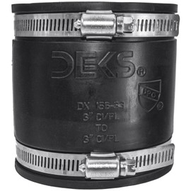 DEKS Flexible Coupling - Series 1056 3"" x 3"" - DX156-33 Works With Clay to Plastic (PVC) Copper and Steel Pipes, Black, 3-3-FLEX-JOINER-CL-PL-COP-ST