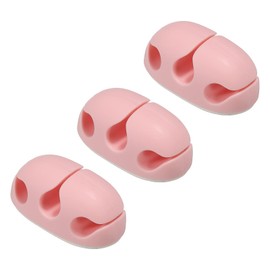 MECCANIXITY 3pcs Cable Clips Cord Organizer for Desk, 3 Slots Silicone Adhesive Cord Holders Organizer Cable Management for USB Charging Cable, Pink