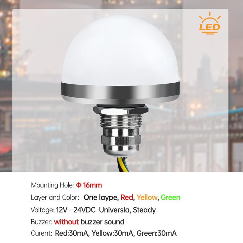 Mini Industrial Warning Lights 44mm 24V DC/AC LED 3 Colors