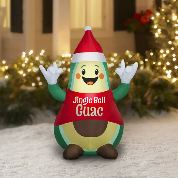 Holiday Time by Gemmy AVOCADO GUAC Bells Airblown Inflatable 3.5'