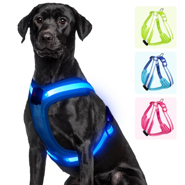 PZRLit Light Up Dog Harness - LED Dog Harness Rechargeable,