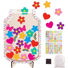 Magnetic Reward Jar for Kids Star Flower Classroom Reward Jar with Colorful Letter Stickers DIY Name for Teachers Home School Students Positive Behavior Training