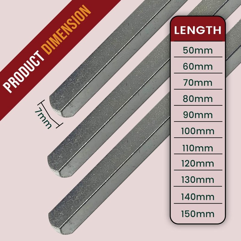 7mm Windows UPVC and Door Handle Spindle Plain Bar 50mm