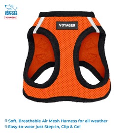 Voyager Step-in Air All Weather Mesh Harness and Reflective Dog 5 ft Leash Combo with Neoprene Handle, for Small, Medium and Large Breed Puppies by Best Pet Supplies - Orange, X-Large