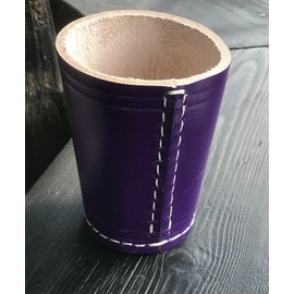 Leder Dice Cup Colour 9 cm Purple