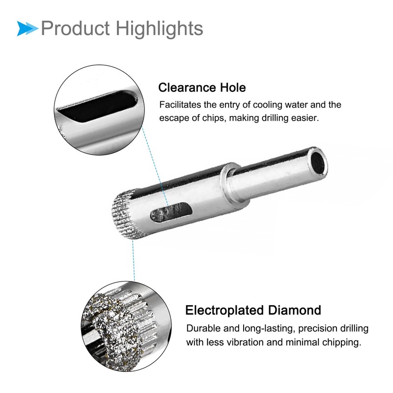 CoCud Diamond Drill Bits, 10mm / 0.39" Cutting Diameter, Metal,