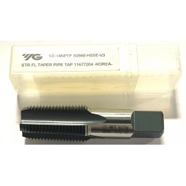 YG-1 1/2-14NPTF HSSE-V3 Pipe Tap Straight Flute Taper 4FL Nitride & Steam Oxide