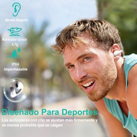 TYEGDAVD Audífonos Conducción Osea con Cancelación de Ruido CVC8.0, Auriculares Abiertos con Clip de Oído, Micrófono Incorporado, para Juegos, Escuchar Música, Llamar, Ver el Vídeo (Blanco)