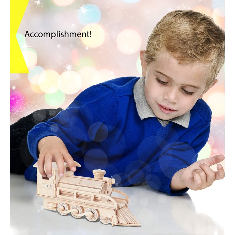 Puzzled 3D Wooden Steam Train Puzzle - Wooden Train Puzzle