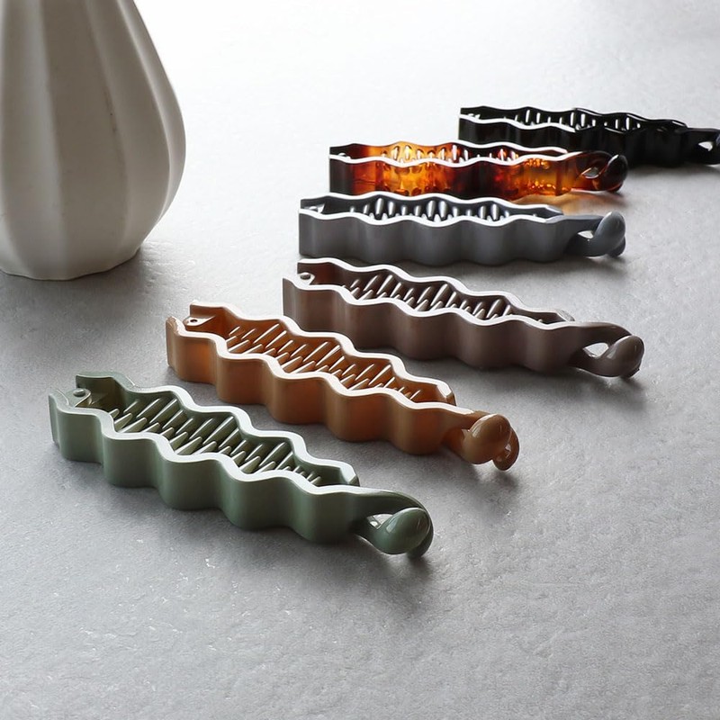 JewelVOX Hair Accessories, Simple Wave Banana Clip, BY-B114, Tortoise Shell