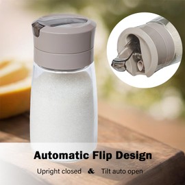 Roliabtol Sugar Dispenser with Pour Spout Weighted Pourer Clear 9oz Sugar Shaker Dispenser Sugar Container Glass Jar Coffee Bar Accessories and Organizer Accessories For Creamer, Tea and Baking