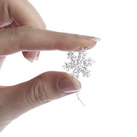 Factory Direct Craft Package of 24 Silver Glitter Covered Tiny Plastic Snowflake Ornaments for Tree Trim, Home Decor, and Holiday Crafting