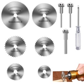 Cutting Wheel Set for Rotary Tool, 6 Pcs HSS Saw Disc Wheel Cutting Blades with Screwdriver for Wood Plastic Metal Cutting