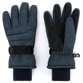JANGANNSA Kids Waterproof Ski Gloves Warm Winter Accessories for Boys & Girls Aged 4-13, C-navy