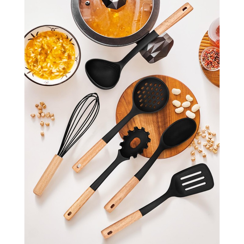 Kitchen Utensils Set, 13PCS Silicone Cooking Utensils, Heat Resistant Kitchen