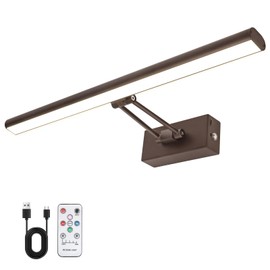 HOWMZON Picture Light,17.5" Picture Frame Light,Art Light, Picture Light Battery Operated,3CCT Picture Lights for Wall,Wireless Picture Lights with Remote for Wall Display, Photo,Library (Bronze)
