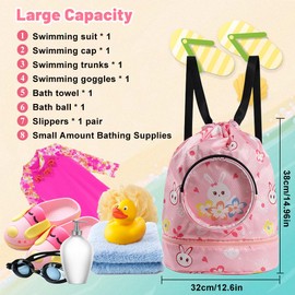 Cosysparks Children's Swimming Bag with Wet Compartment Swimming Bag Waterproof Gym Bag for Children PE Bags Kid Beach Bag for Boys Girls, pink