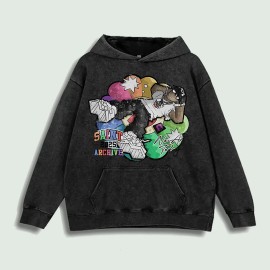 Saint 25 Archive Graphic Hoodie 100% Cotton US Warehouse 6 ColorsColor: Purple, Size: M