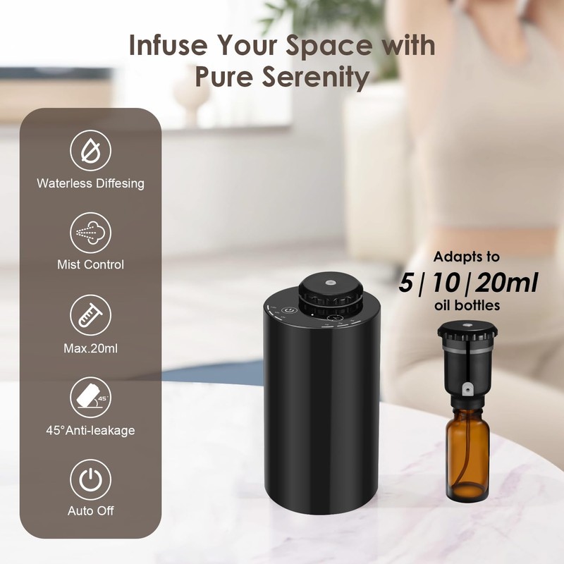 Waterless Diffuser for Essential Oil Nebulizer, 7 Colors LED Light,