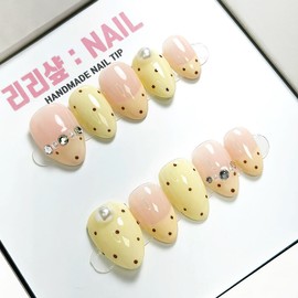 Honey Butter Lemon Handmade Nail Tips - Oval / 허니버터 레몬 수제네일팁 - 오벌