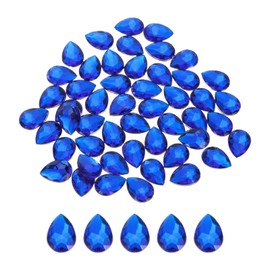 MECCANIXITY 50PCS Gemas Acrílicas con Respaldo Plano en Forma de Lágrima 18x25mm Diamantes de Imitación Artificiales para Manualidades, Bisutería, Fabricación de Joyas - Azul Oscuro
