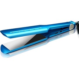 Nano Titanium 1.7" Wide Flat Iron for All Hair - Straightener with 5 Temps and Dual Voltage:_Blue