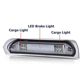 CROSSDESIGN LED 3rd Brake Light Compatible with Dodge Ram 1500 2002-2008/Fit Dodge Ram 2500 3500 2003-2009 Type X Cargo Light, Chrome Housing Smoke Lens