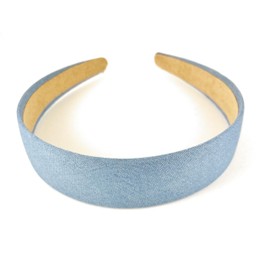 Fashion Accessories Now Light blue denim headband 1 3/16 inches wide chambray fabric covered hair band headband denim jean