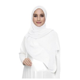 Lina & Lily Shimmer Gold Glitters Chiffon Hijab Scarf (White)