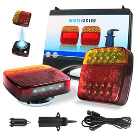 Sidaqi Wireless Trailer Lights Magnetic Rechargeable 7 Pin Plug Portable Tail Tow Lights with Tail Brake Turn Signal LPL Waterproof Trailer Lights for 12-24V Trucks, RVs, Boats, Campers