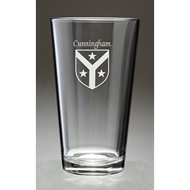 Cunningham Irish Coat of Arms Pint Glasses - Set of 4 (Sand Etched)