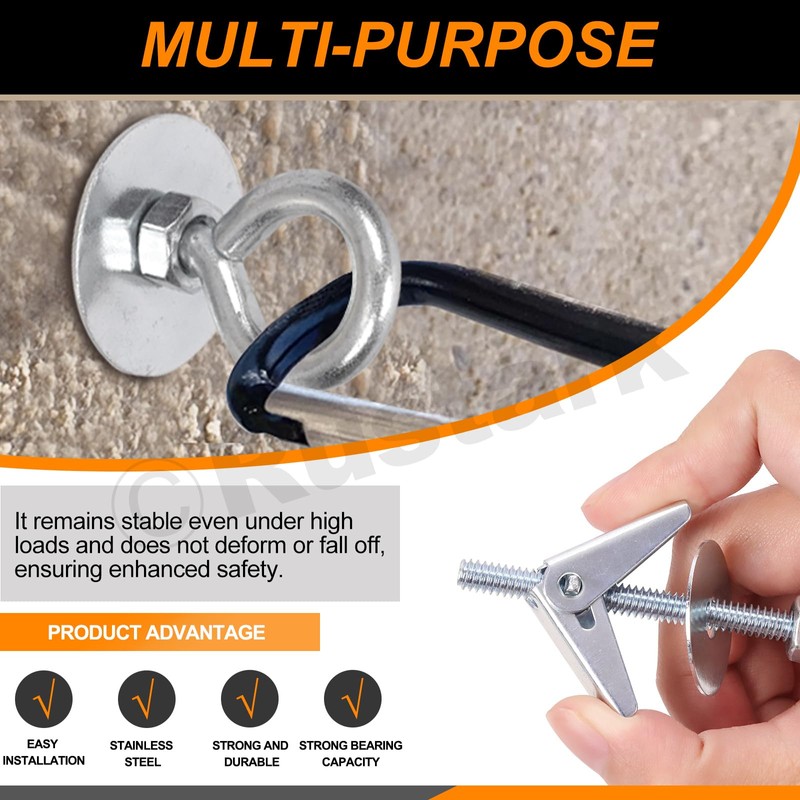Rustark 15Pcs M5 O-Shaped Eye Bolt Toggle Anchor Assortment Kit