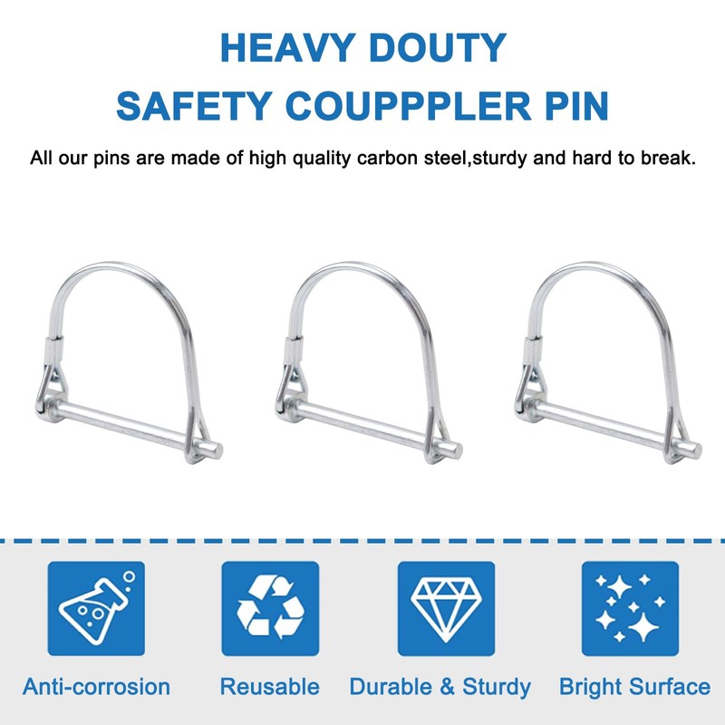 INCREWAY 10Pcs Wire Lock Pin, Carbon Steel Shaft Locking Pin,