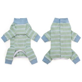 AITOLI Dog Striped Recovery Suit, Puppy After Surgery Onesie, Female Male Dogs, Cats Long Sleeve Pajamas Bodysuit, Surgery Abdominal Wound Bandages Clothes, Dog Pant for Shedding Skin Disease