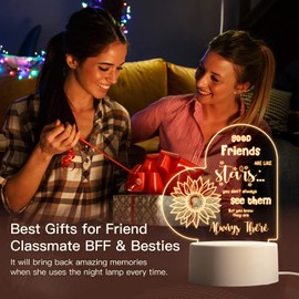 Buioata Friend Gifts Women - Birthday Gifts for Friend Female Night Light, Idea Friends Gifts for Birthday, Christmas Gifts for Women Friend, Female Gifts for Friend