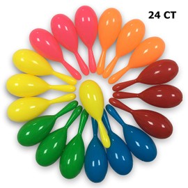 24pcs Maracas Kids Mini Plastic Maracas Party Favors Neon Mexican Maracas Shakers Noisemaker for Cinco de Mayo Fiesta Mexican Themed Birthday Christmas Gift 6 Neon Colors