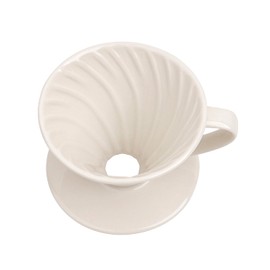 ZEBERBO Pour Over Coffee Maker, Single Cup Ceramic Coffee Dripper, Reusable Filter Cone Drip Holder Slow Brewer with Hole Flat Bottom for Home, Office, Travel, Camping (White)