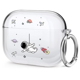 Nipeito AirPods Pro Case, Clear, Stylish, Cute, Funny, Creative, Astronaut, Flying Character Design, Pro Case, Cute, Funny, Stylish, Simple, Transparent, Air Pods, Separate, TPU Charging Case,