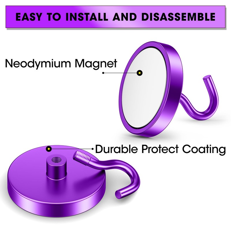 VNDUEEY Heavy Duty Magnetic Hooks, 110 Lbs Strong Magnets with