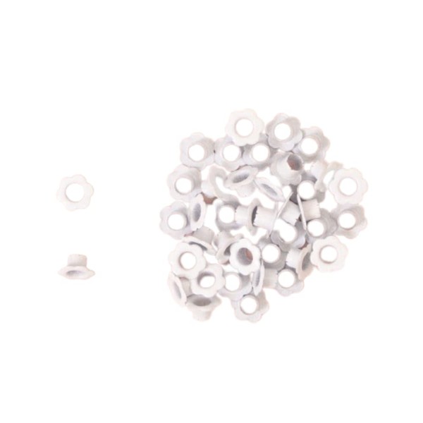Craftelier - Pack of 40 Flower Eyelets Ideal for Card Making, Scrapbooking and other Crafts | Valid for Eva Gum, Tags or Album Sleeves | Outer Diameter: 1cm | Colour: White
