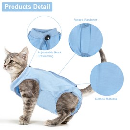 2PCS Cat Recovery Suit - Breathable Cat Surgical Recovery Suit, Onesie for Cats After Surgery Recovery, Alternative Cone of Shame Abdominal Wound Skin Wear Protection (Light Blue+Light Purple, M)
