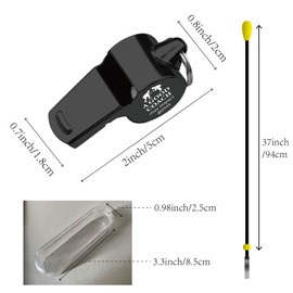 CREATCABIN Emergency Whistle Lanyard Black Stainless Steel High Decibel Whistle for Wrestle Coach Referee Gifts for Outdoor Sport Compitition Gym Natatorium Organize Training 2x0.7x0.8in