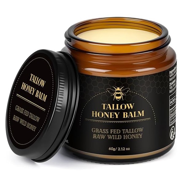 Beef Tallow for Skin, Tallow and Honey Balm, Organic Grass-Fed
