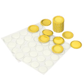 PATIKIL 40 Set Bottle Caps for Crafts, 1 Inch Double Sides Printed Craft Bottle Caps with Clear Resin Epoxy Stickers for DIY Craft Badge Making, Yellow