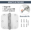 HOSOM 18 Pack Brushed Nickel Interior Door Hinges, 3.5 x